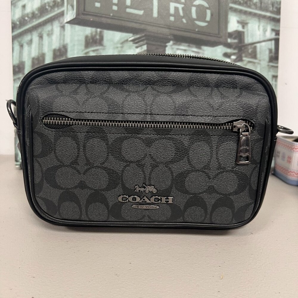 Coach CJ510 Elias Crossbody In Signature Canvas IN Charcoal